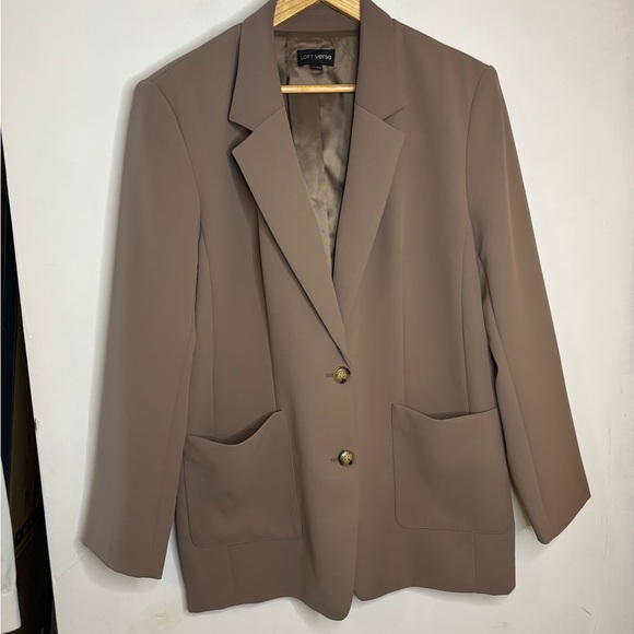 LOFT Versa Classic Brown Longline Oversized Blazer - Picture 2 of 10